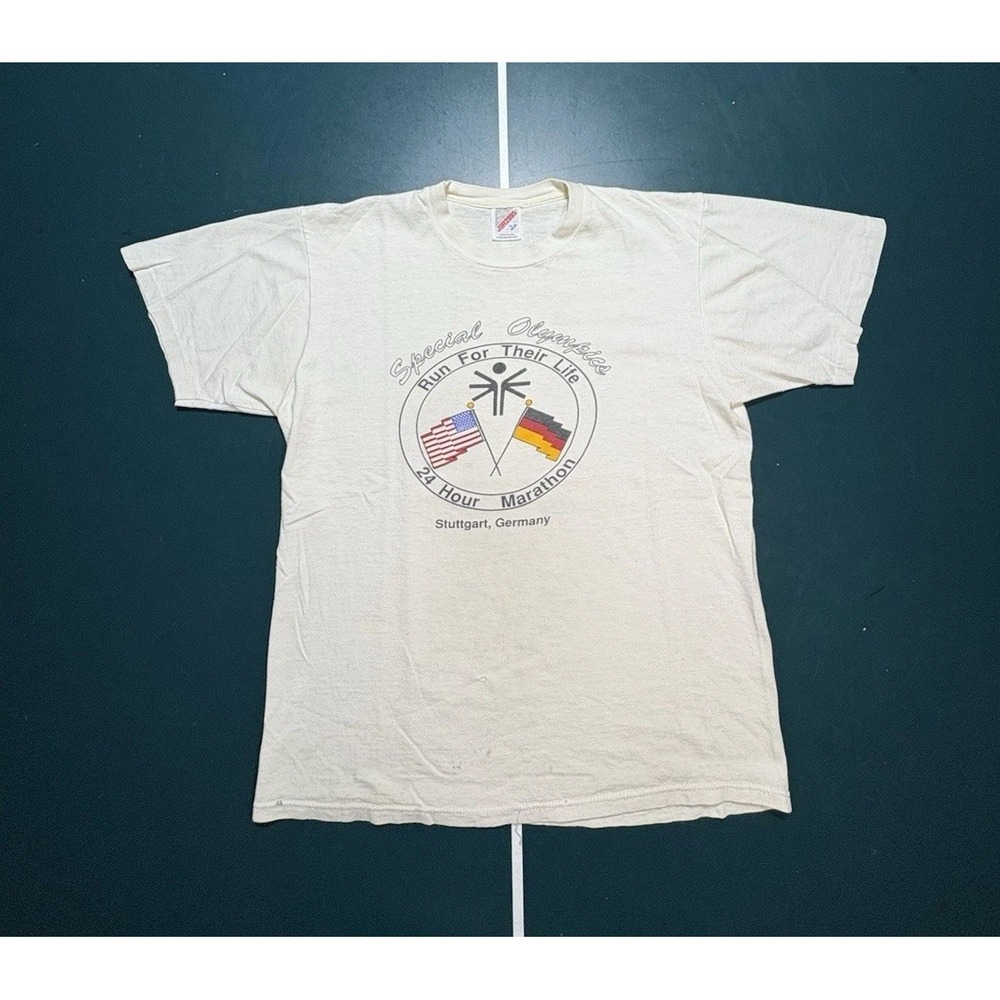Vintage Special Olympics‎ T Shirt Single Stitch Large Stuttgart Germany Made USA